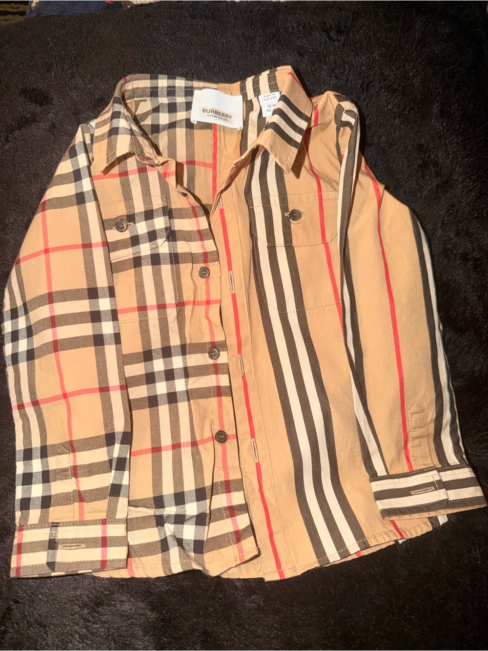 Burberry Kids Beige, Black & Red Plaid Button-Down Shirt
